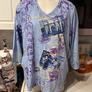 d womens Alia casual 3/4 sleeve stretch plus size top 2X. EUC